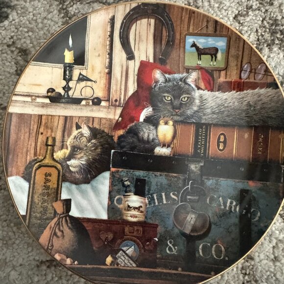 Bradford Exchange Purr-Fect Pairs Cat Plates /Hanger - Kitty Cargo - Picture 4 of 5